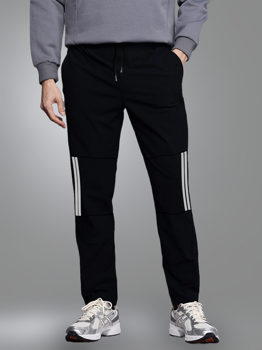 Black Sports Lower - White Stripes