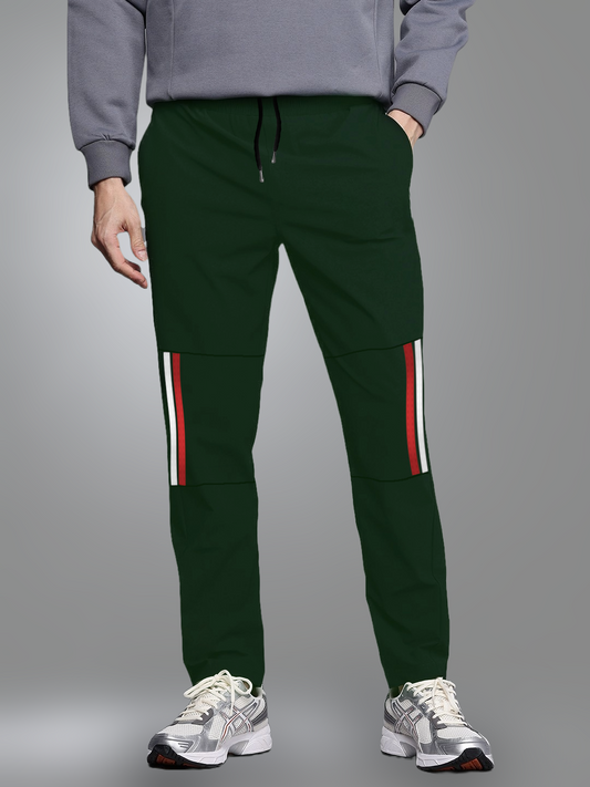 Green Sports Lower - Red & white Stripes