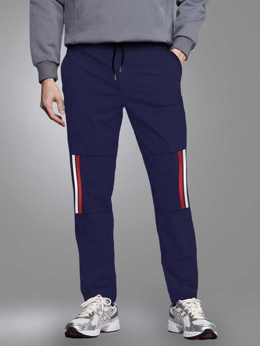 Blue Sports Lower - Red & white Stripes